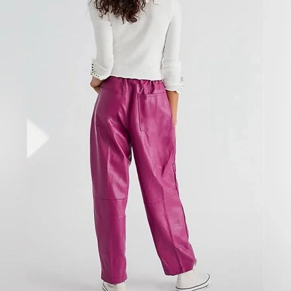 Free People Wide Leg Pants in Magenta - Picture 2 of 6